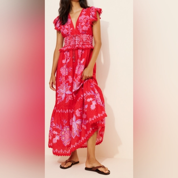 FARM Rio Dresses & Skirts - Farm Rio Fire Red Maxi Dress
